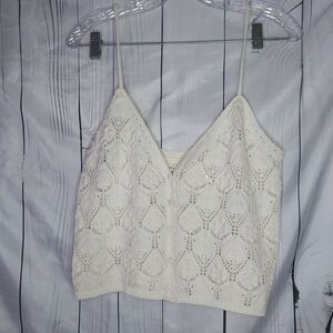 Aeropostale Cream Crochet Knit Spaghetti Strap Camisole
